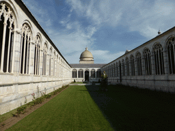 Inner courtyard and the tower of the Camposanto Monumentale cemetery