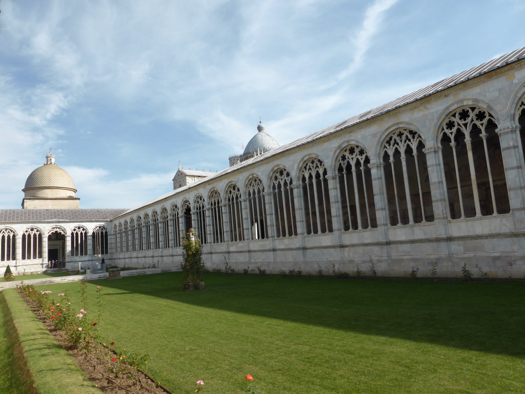 Inner courtyard and the tower of the Camposanto Monumentale cemetery