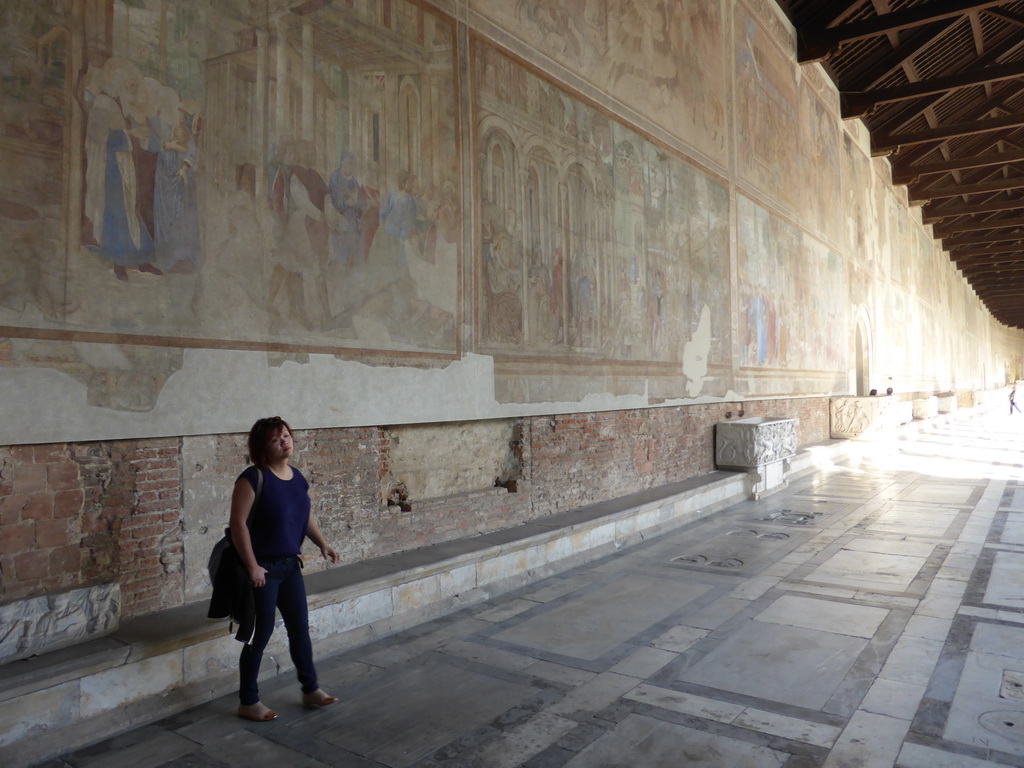 Miaomiao with frescoes and tombs at the Camposanto Monumentale cemetery