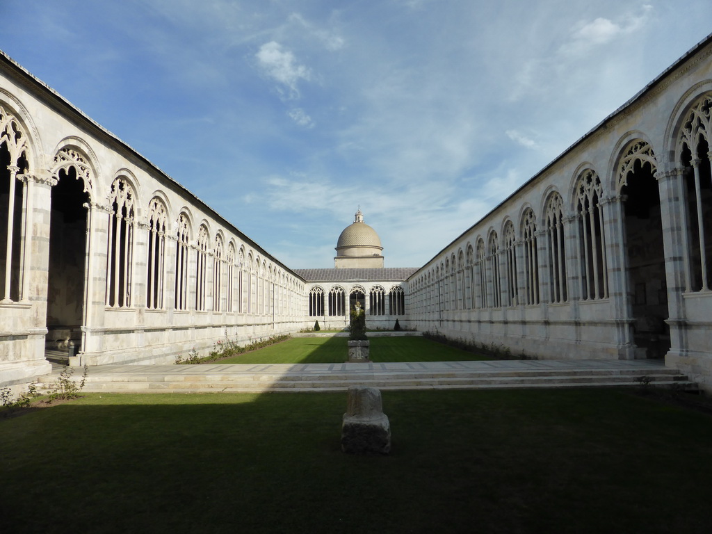 Inner courtyard and tower of the Camposanto Monumentale cemetery
