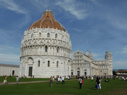 The Piazza del Duomo square with the Camposanto Monumentale cemetery, the Baptistry of St. John, the Pisa Duomo cathedral and the Leaning Tower of Pisa