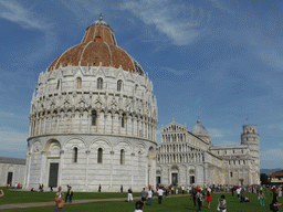 The Piazza del Duomo square with the Camposanto Monumentale cemetery, the Baptistry of St. John, the Pisa Duomo cathedral and the Leaning Tower of Pisa