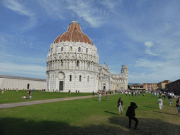 The Piazza del Duomo square with the Camposanto Monumentale cemetery, the Baptistry of St. John, the Pisa Duomo cathedral and the Leaning Tower of Pisa