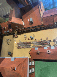 Scale model of Loevestein Castle with miniature soldiers at the Expo at Loevestein Castle