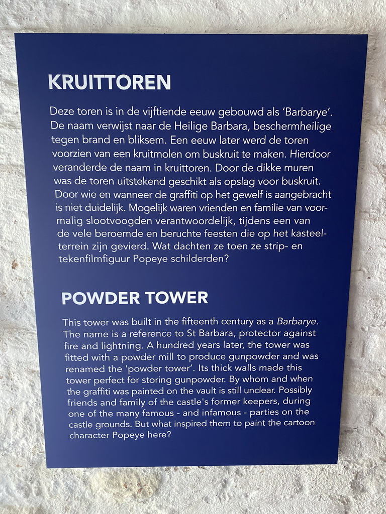 Explanation on the Powder Tower at Loevestein Castle