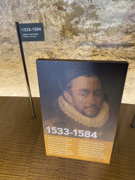 Portrait of William of Orange at the ground floor of the Powder Tower at Loevestein Castle, with explanation