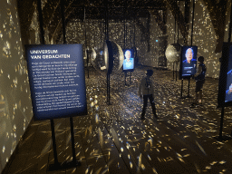 Max at the `Universe of Thoughts` room at the 400 Years Hugo de Groot exhibition at the Middle Floor of Loevestein Castle