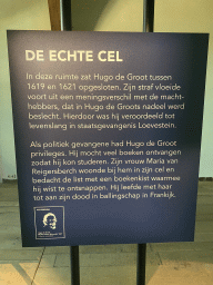 Explanation on Hugo de Groot`s former prison cell at the 400 Years Hugo de Groot exhibition at the Middle Floor of Loevestein Castle