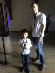 Tim and Max at Hugo de Groot`s former prison cell at the 400 Years Hugo de Groot exhibition at the Middle Floor of Loevestein Castle