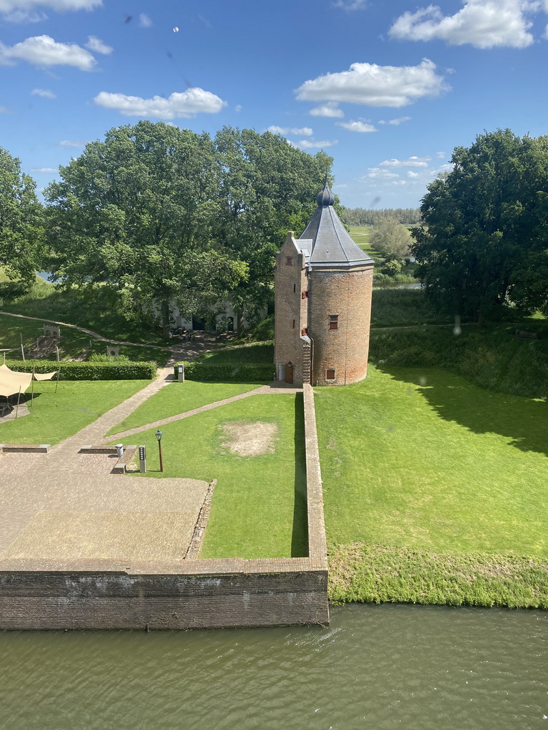The Powder Tower and surroundings at Loevestein Castle, viewed from the Top Floor