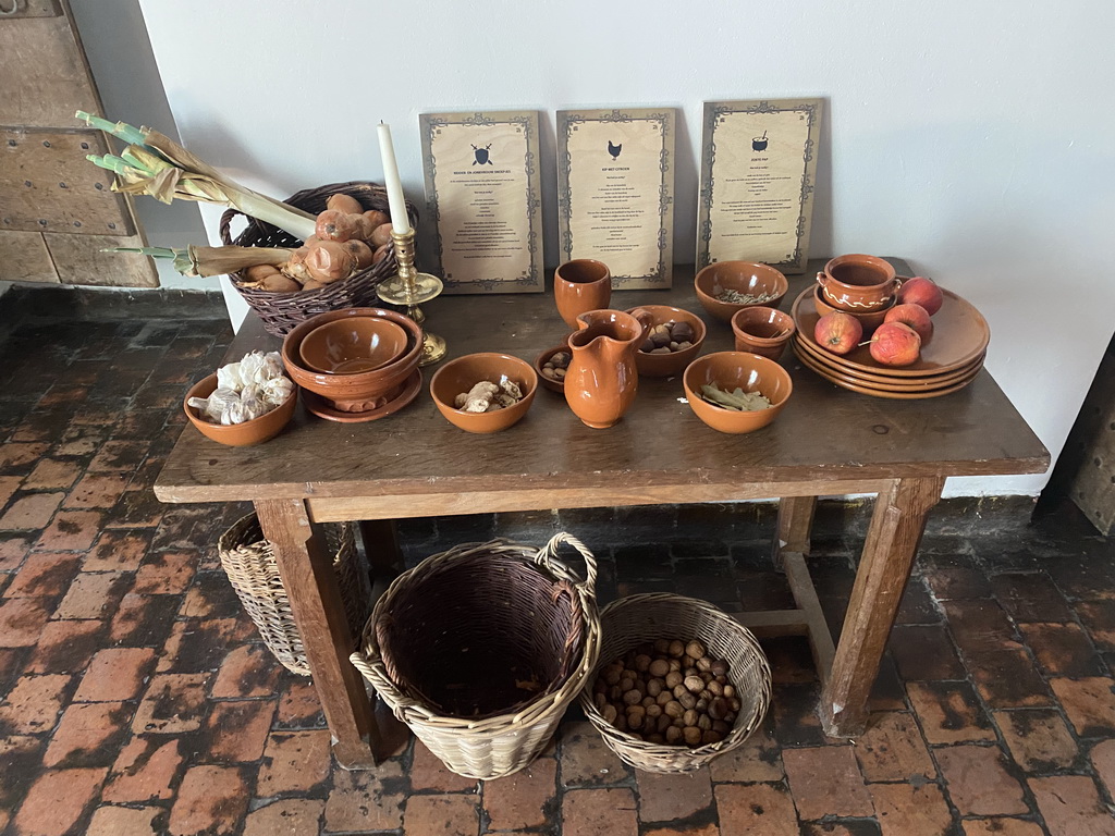 Bowls with food at the Kitchen at the Ground Floor of Loevestein Castle