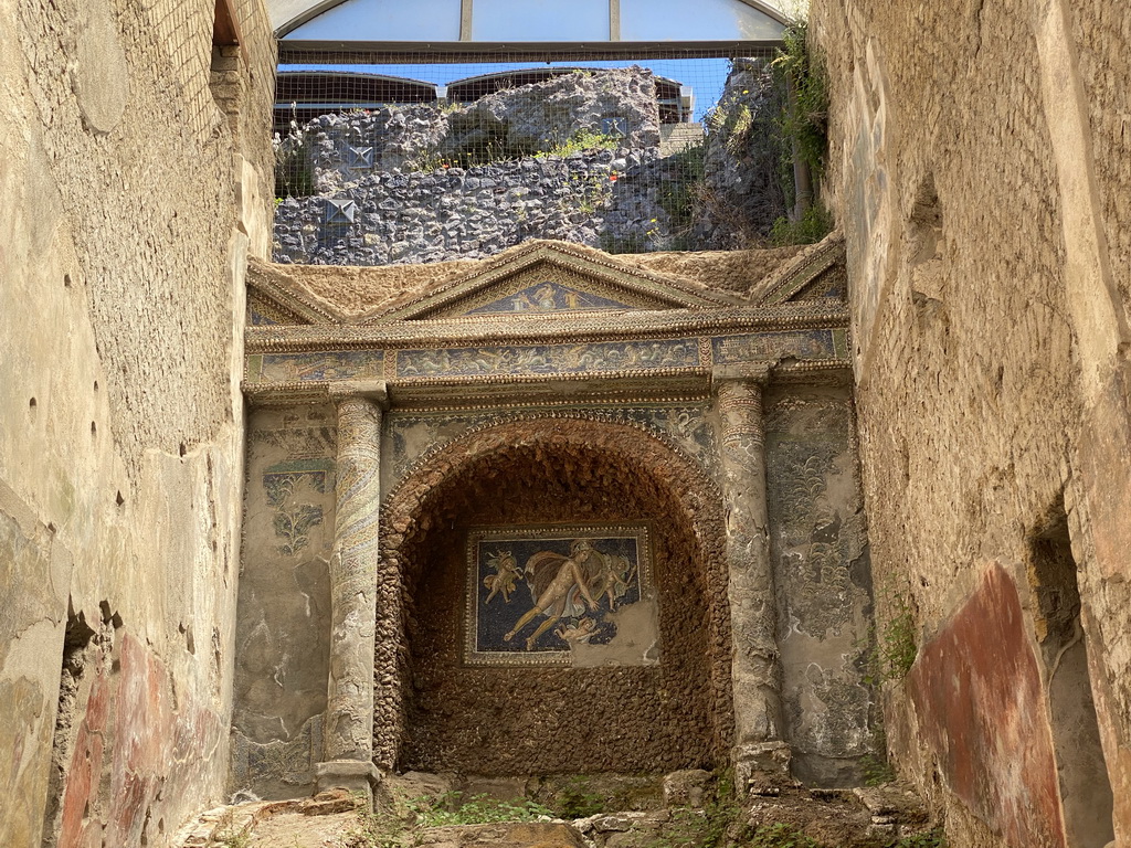 Wall with mosaics and paintings at the Suburban Baths at the Pompeii Archeological Site