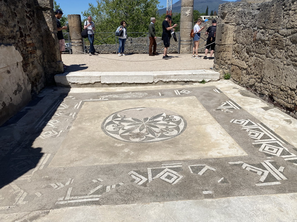 Mosaic on the floor at the House of the Sailor at the Pompeii Archeological Site