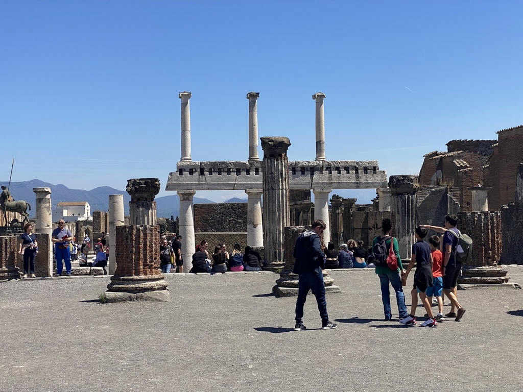 Walls and columns at the Basilica building at the Pompeii Archeological Site