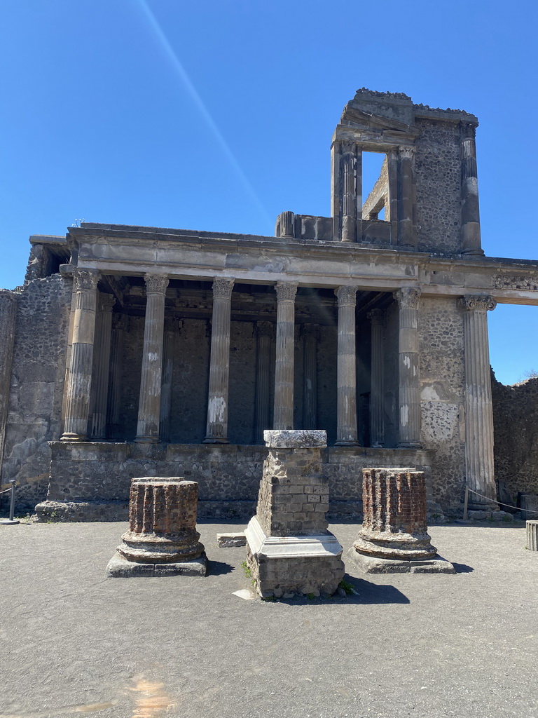 Walls and columns at the Basilica building at the Pompeii Archeological Site
