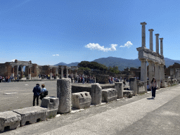 Columns and the Centaur statue by Igor Mitoraj at the Forum at the Pompeii Archeological Site