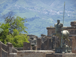The Centaur statue by Igor Mitoraj at the Forum at the Pompeii Archeological Site, with a view on the surrounding area