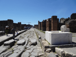 The Via della Fortuna street at the Pompeii Archeological Site, viewed from the Via del Vesuvio street