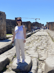 Miaomiao at the Via della Fortuna street at the Pompeii Archeological Site