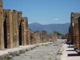 The Via Nola street at the Pompeii Archeological Site, viewed from the Via Stabiana street