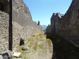 The Vicolo dei Fuggiaschi street at the Pompeii Archeological Site, viewed from the Via dell`Abbondanza street