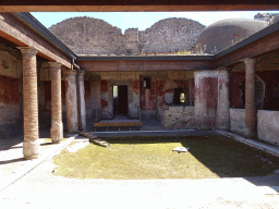 Atrium of the Praedia of Giulia Felice at the Pompeii Archeological Site, viewed from the Via dell`Abbondanza street