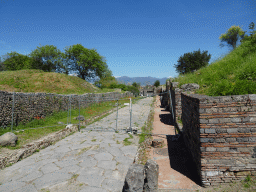 Far east side of the Via dell`Abbondanza street at the Pompeii Archeological Site