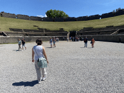 Miaomiao at the Amphitheatre at the Pompeii Archeological Site