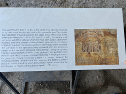 Information and photograph of a fresco at the southwest catacombs of the Amphitheatre at the Pompeii Archeological Site