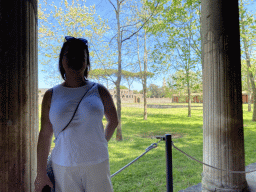 Miaomiao at the Palestra Grande building at the Pompeii Archeological Site, with a view on the Inner Square