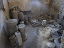 Stones, columns and vases at the House of Menander at the Pompeii Archeological Site