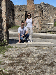 Tim and Miaomiao at the Via Stabiana street at the Pompeii Archeological Site