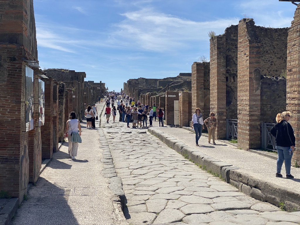 Miaomiao at the Via dell`Abbondanza street at the Pompeii Archeological Site