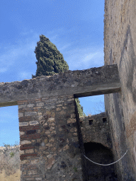 Walls at the Stabian Baths at the Pompeii Archeological Site, viewed from the Via dell`Abbondanza street
