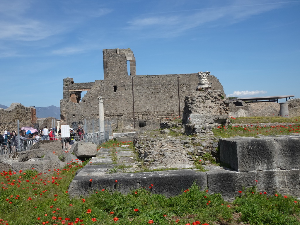 The Sanctuary of Venus and the walls of the Basilica building at the Pompeii Archeological Site, viewed from the Via Marina street