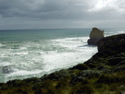 Cliffs at the coastline at the northwest side, with the most eastern rock of the Twelve Apostles rocks, viewed from the top of the Gibson Steps