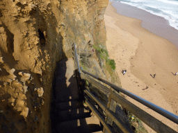 Miaomiao at the Gibson Steps, leading to the beach