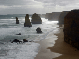 Beach and cliffs at the northwest side with the Twelve Apostles rocks, viewed from the Twelve Apostles viewing point