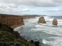 Beach and cliffs at the southeast side with the two most eastern rocks of the Twelve Apostles rocks, viewed from the Twelve Apostles viewing point