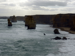 Beach and cliffs at the northwest side with the Twelve Apostles rocks, viewed from the most southern part of the Twelve Apostles viewing point