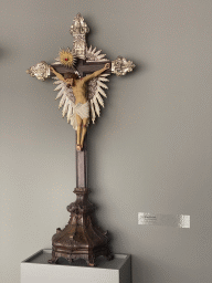 Crucifix at the museum of the Igreja de Santo Ildefonso church, with explanation