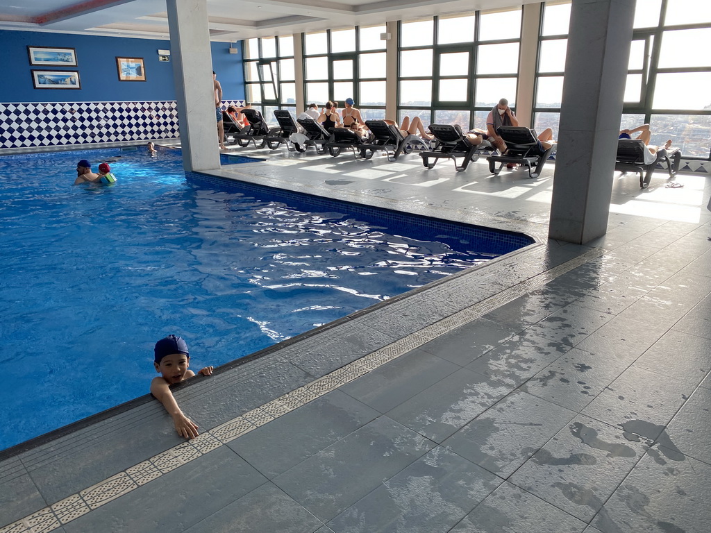 Max at the swimming pool at the Hotel Vila Galé Porto