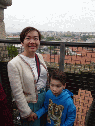 Miaomiao and Max on top of the South Tower of the Porto Cathedral, with a view on Vila Nova de Gaia
