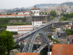 The Ponte Luís I bridge over the Douro river and Vila Nova de Gaia with the Mosteiro da Serra do Pilar monastery, viewed from the South Tower of the Porto Cathedral