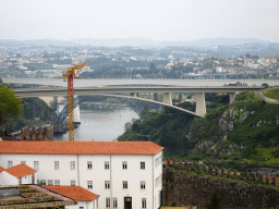 The Muralha Fernandina wall and the Ponte Infante Dom Henrique and Ponte de Dona Maria Pia bridges over the Douro river, viewed from the South Tower of the Porto Cathedral