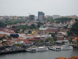 Boats on the Douro river and Vila Nova de Gaia, viewed from the South Tower of the Porto Cathedral