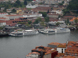 Boats on the Douro river and Vila Nova de Gaia, viewed from the South Tower of the Porto Cathedral