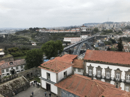 The terrace of the Porto Cathedral, the Paço Episcopal do Porto palace, the Ponte Luís I bridge over the Douro river and Vila Nova de Gaia with the Mosteiro da Serra do Pilar monastery, viewed from the South Tower