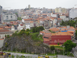 The city center with a hill next to the Avenida Dom Afonso Henriques street, viewed from the South Tower of the Porto Cathedral