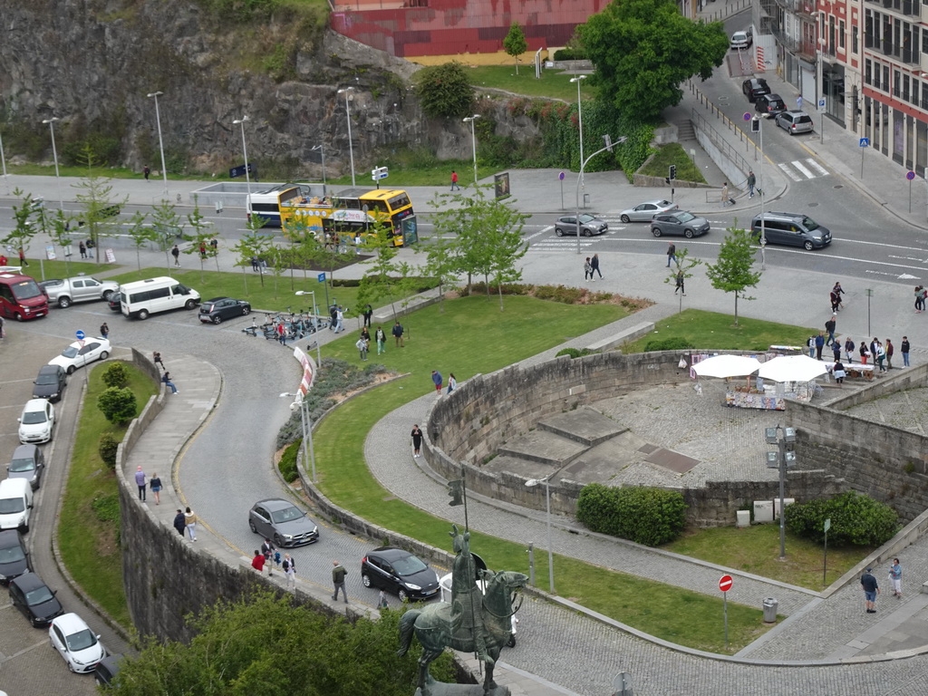 The Avenida Dom Afonso Henriques street and the Rua Tareija Vaz de Altaro street with the Equestrian statue of Vímara Peres, viewed from the South Tower of the Porto Cathedral